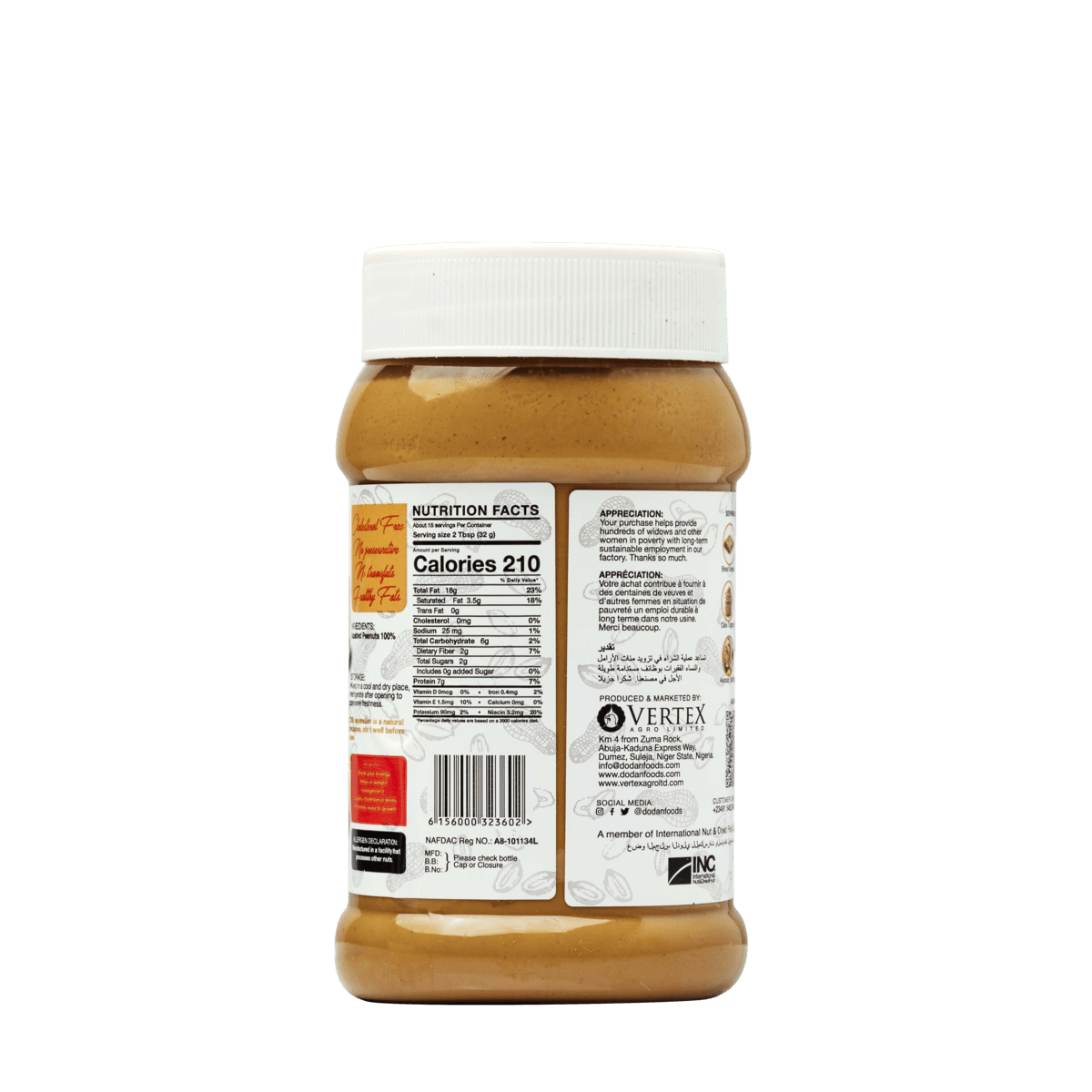 Dodan Natural Peanut Butter Creamy | 100% Pure Nigerian Peanuts (465g ...