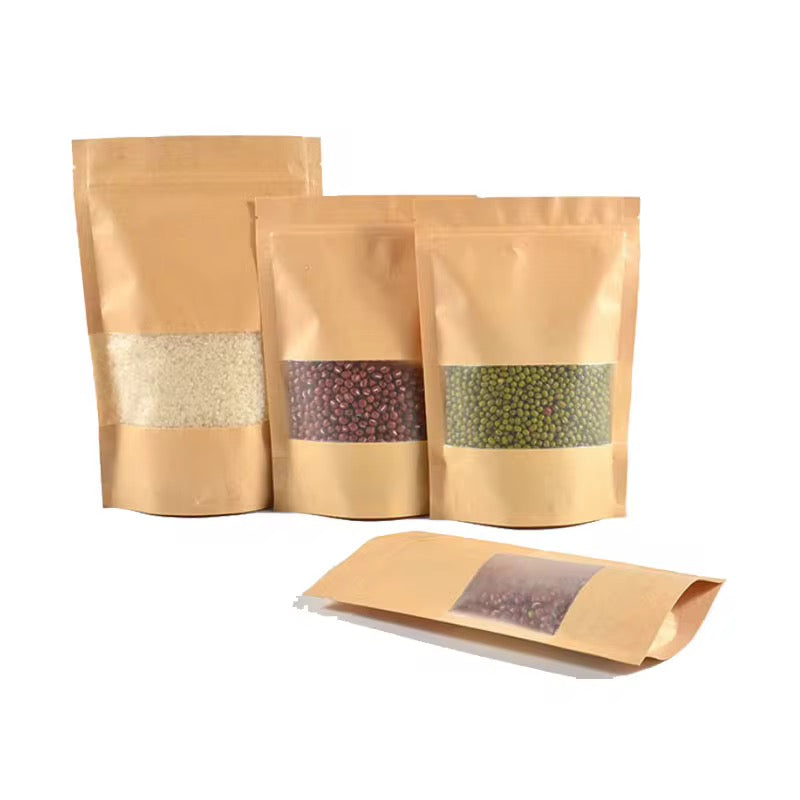 Vertex Ziplock Pouch – Kraft Window (50pcs)